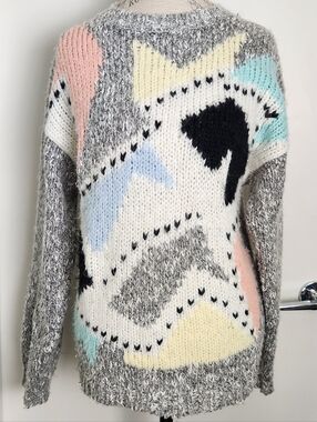 80s Pastel Geometric Abstract Knit Sweater